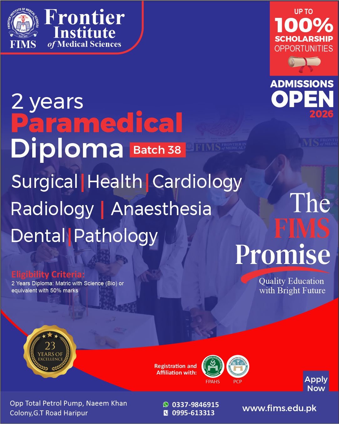 Fims Haripur Post With Eligiblity and register and affiliations 2026 - 2