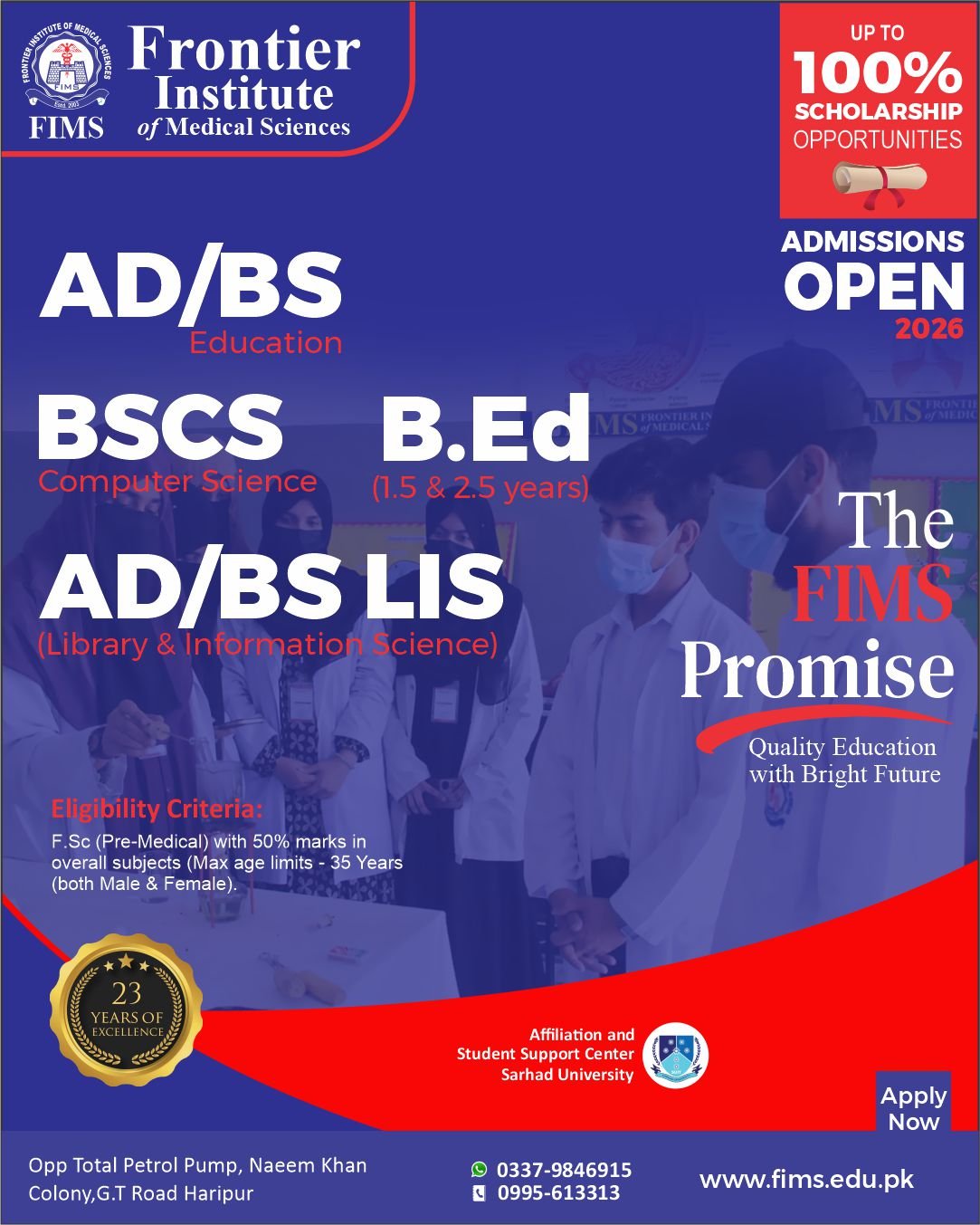 Fims Haripur Post With Eligiblity and register and affiliations 2026 - 9